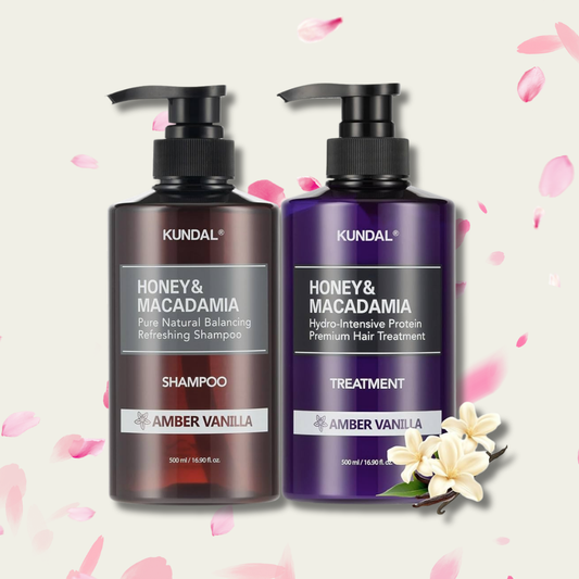 Kundal Honey & Macadamia Treatment + Shampoo Set Amber Vanilla